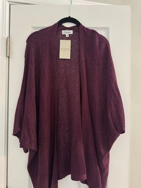 eesome Open Front Draped Cardigan - Burgundy